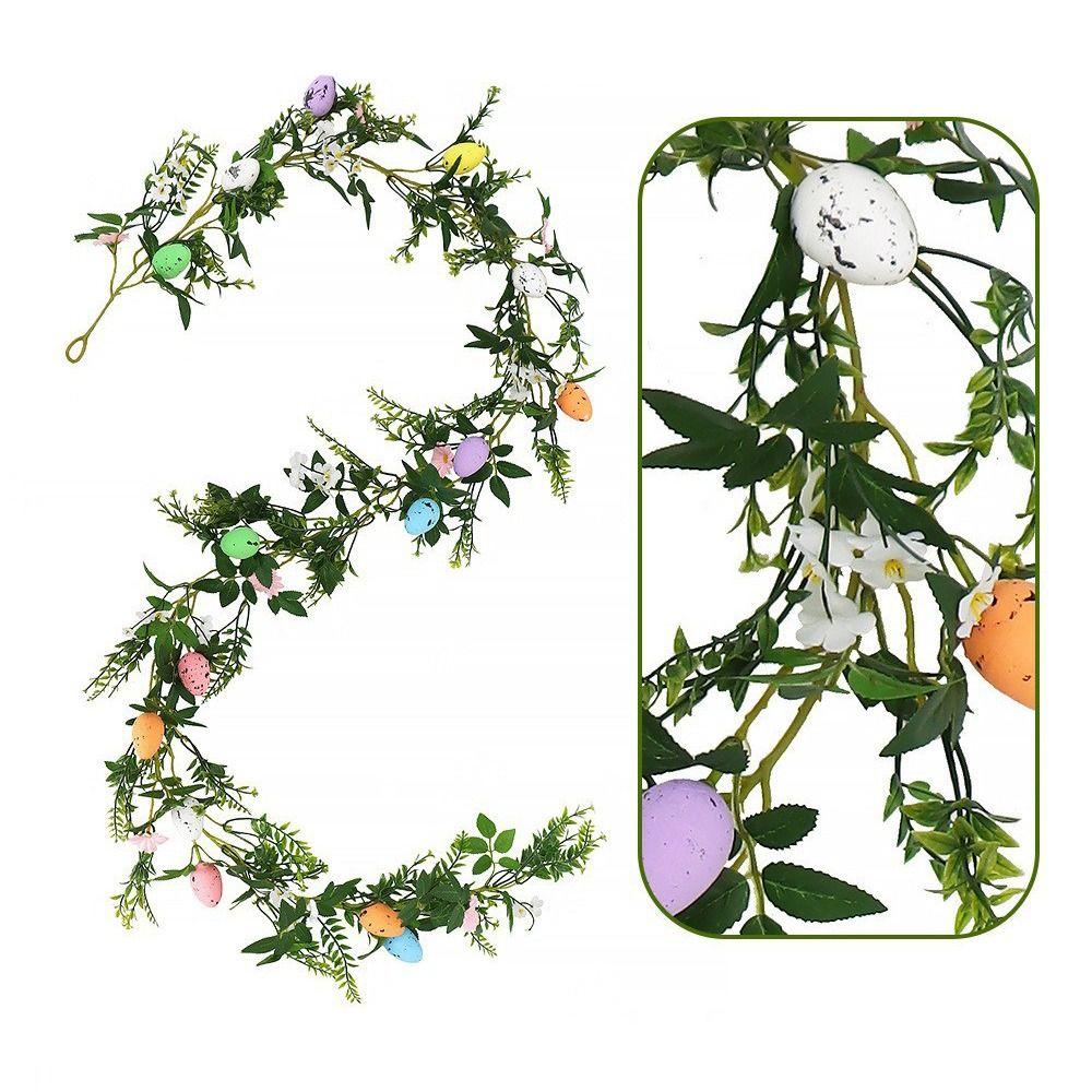 Green Plant Spring Eggs Garland Real Touch Simulation Eggs Pendants  Front Door Porch