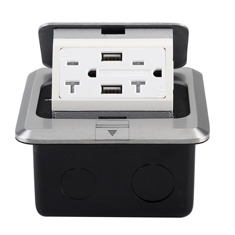 American 20A Pop-up Floor Socket with USB Charging - US Standard