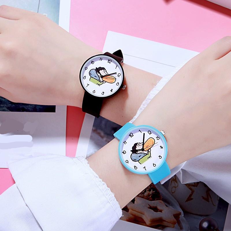 Cartoon Watch Female Students Simple Small Fresh Girlfriend Children Jelly Watch Male And Female Primary And Secondary School Students Quartz