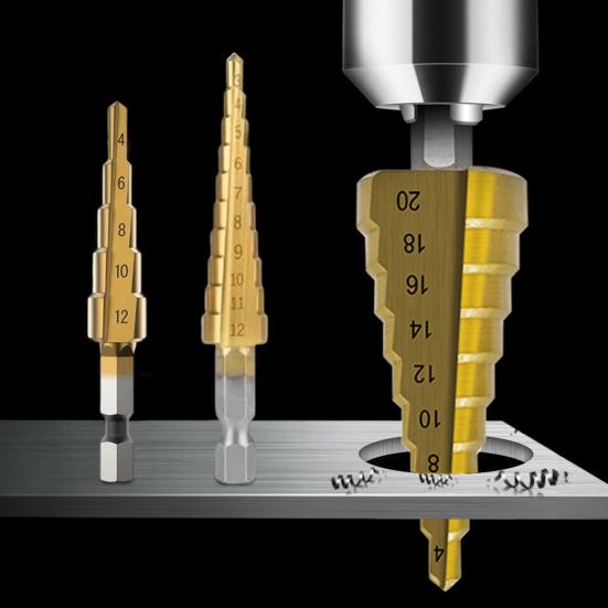 Set Burghie cu Coadă Hexagonală Acoperite cu Titan Design Canelură Dreaptă Rezistent la Rugină Rezistență Ridicată Kit Burghie pentru Lemn DIY