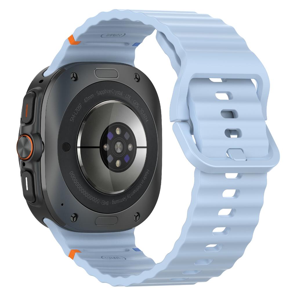 For Samsung Galaxy Watch Ultra 2 49mm/Watch Ultra 47mm Watch Band Wave Pattern Stitched Design Silicone Wrist Strap