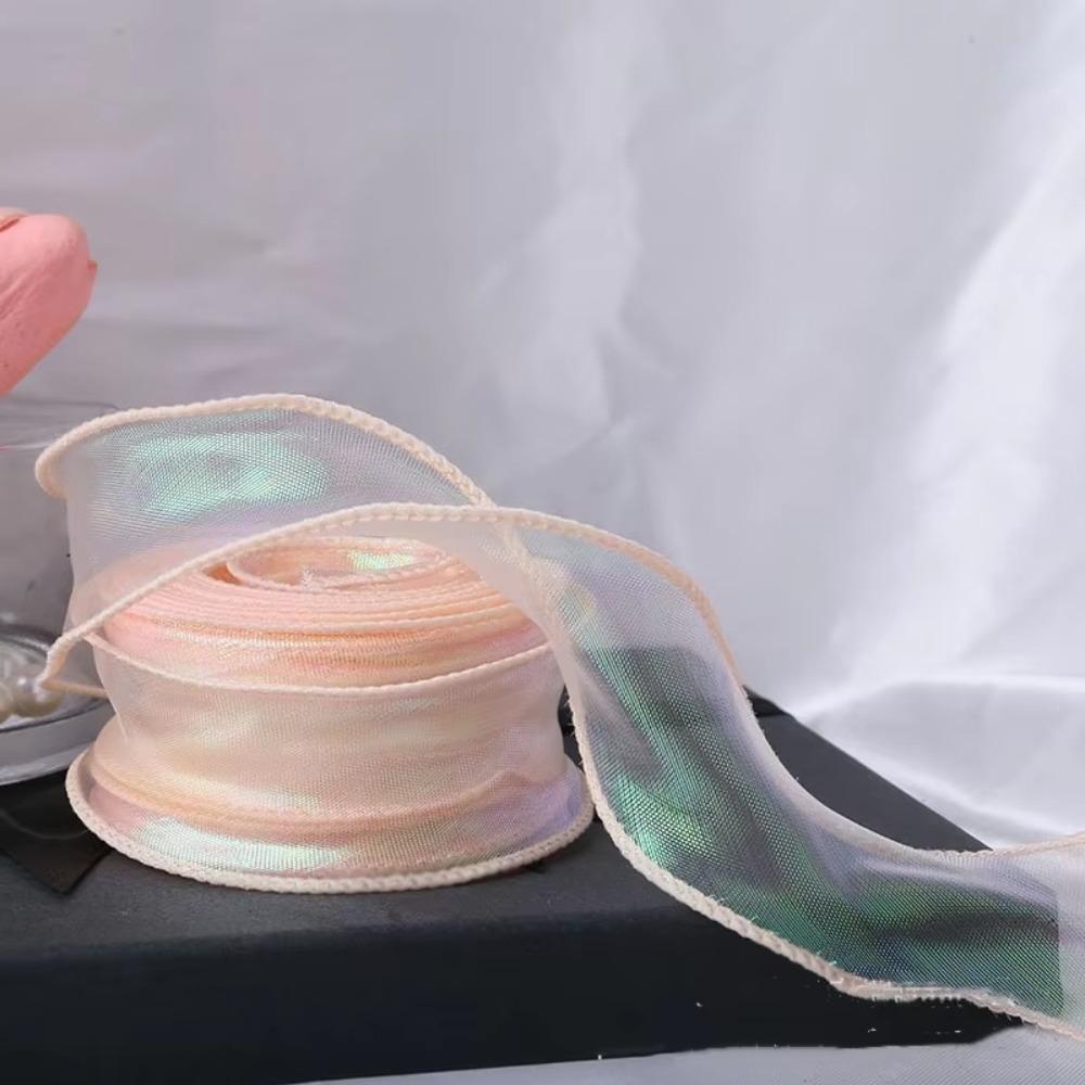 

40MM Reflective Iridescent Wavy Edge Ribbon Gradient/Pleats/Magic/Gold Edge DIY Decor