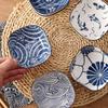 Japanese Square Dip Bowl Ceramic Household Printing Soy Sushi Sauce Plate Snacks Fruit Plate Cheese Dipping Sauce Dish Tableware