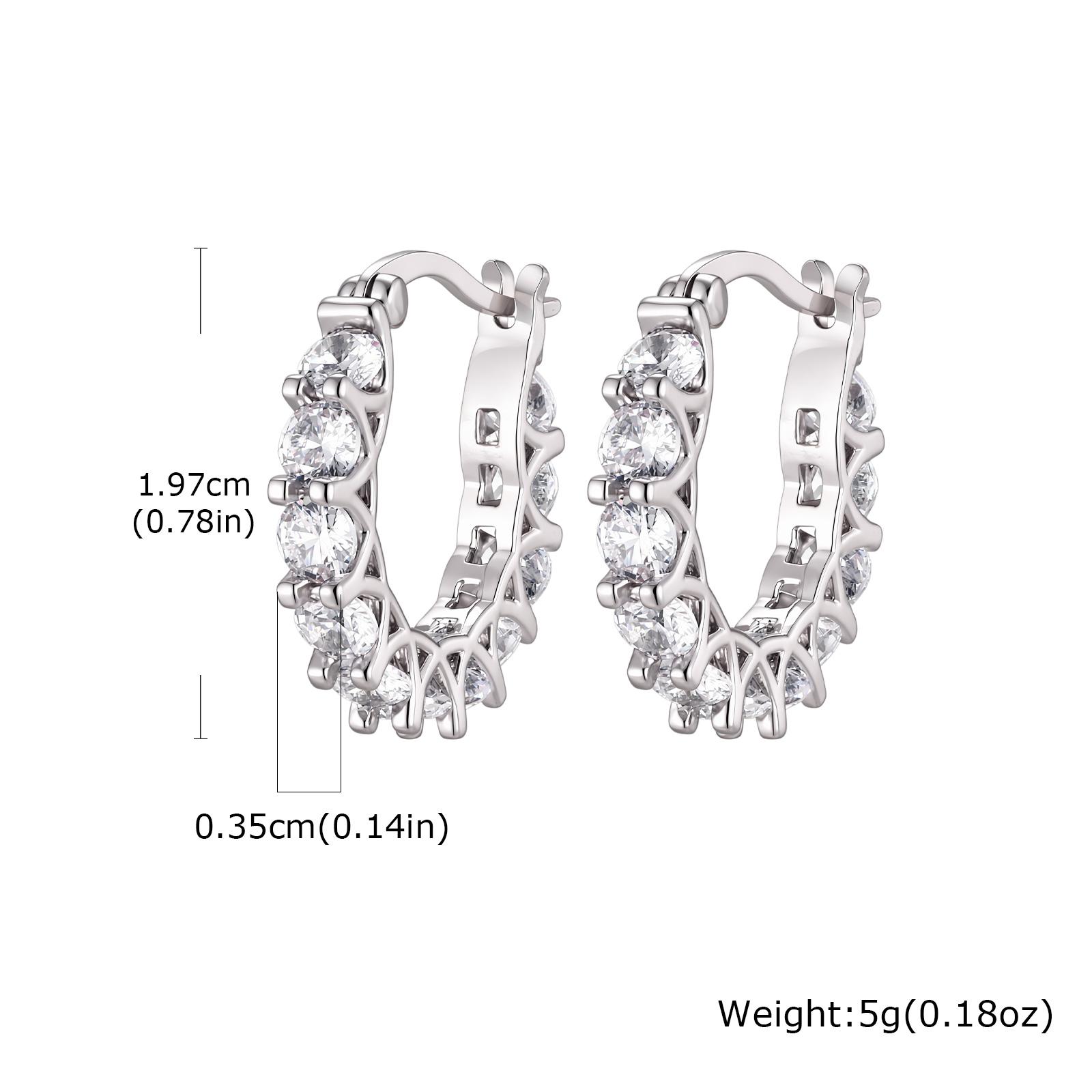 Exquisite Full AAA White Zircon Hoop Earrings for Women Delicate Fine Jewelry Accessories Party Gift