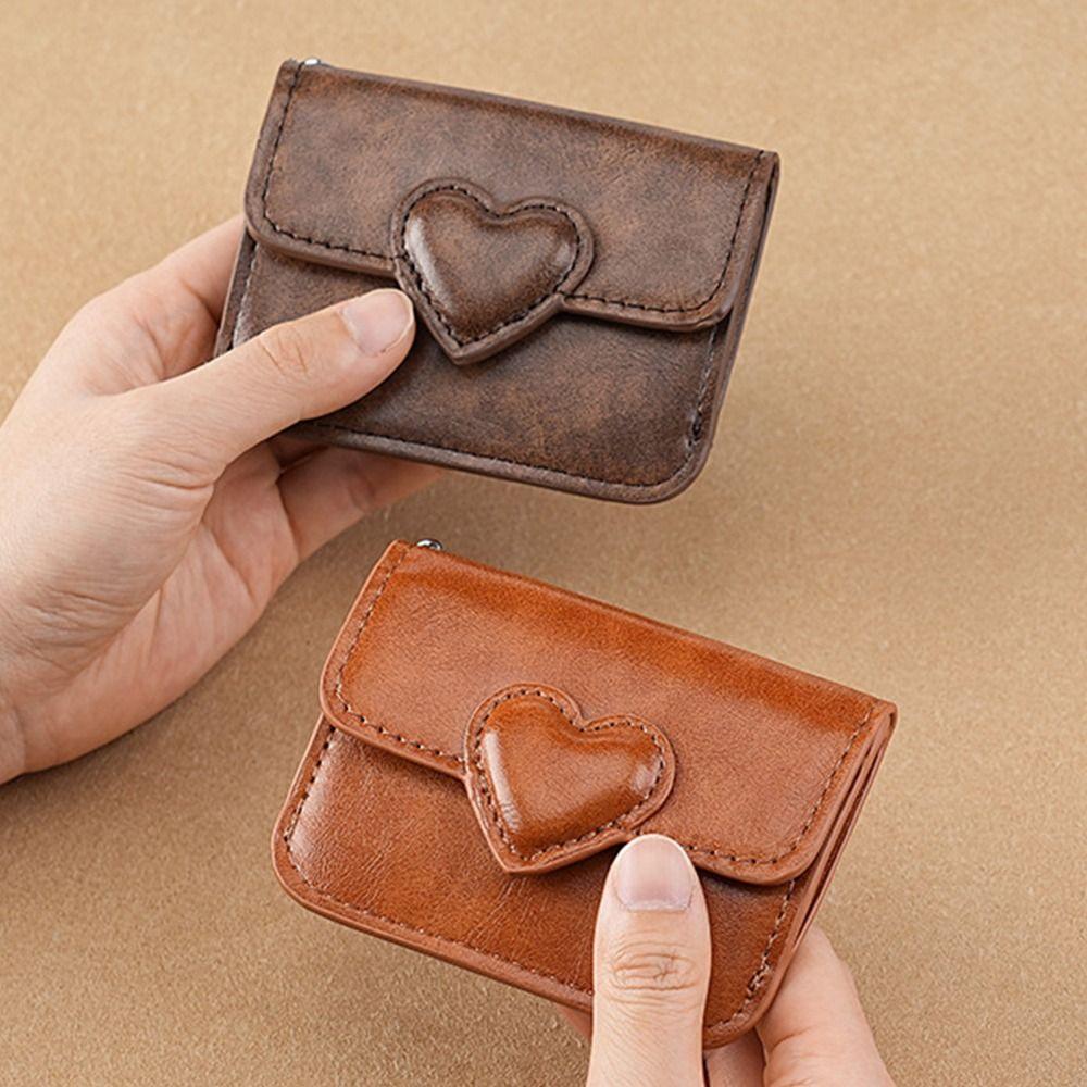 New Fashion Heart Shaped Mini Card Wallet High Quality PU Leather Card Holder Multi-card Card Bag Coin Purse Cash Coin Bag