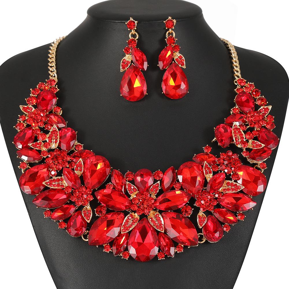 2026 Luxury Necklace Earrings Two-piece Full Diamond Fashion Chain Bridal Dress Wedding Banquet Accessories Women