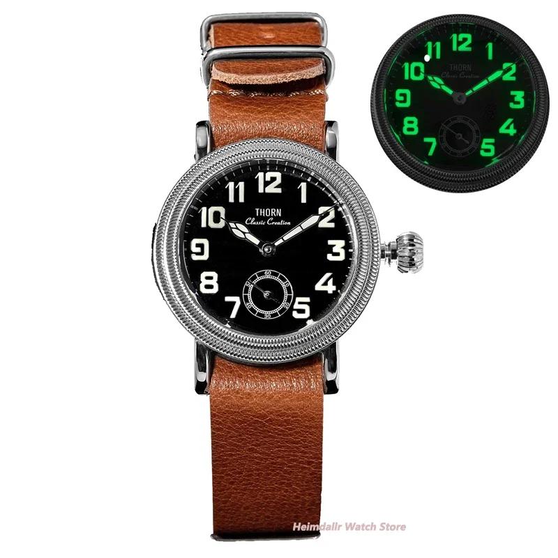 THORN T013 Retro Luxury Watch Sapphire Bubble Glass ST1700 Movement Luminous 5Bar Waterproof 36MM Men's Mechanical Watch