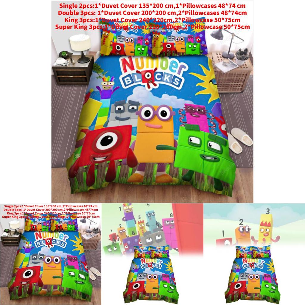 Numberblocks Digital Blocks Bedding Set With Active Dye Printing For Modern Bedroom Decor