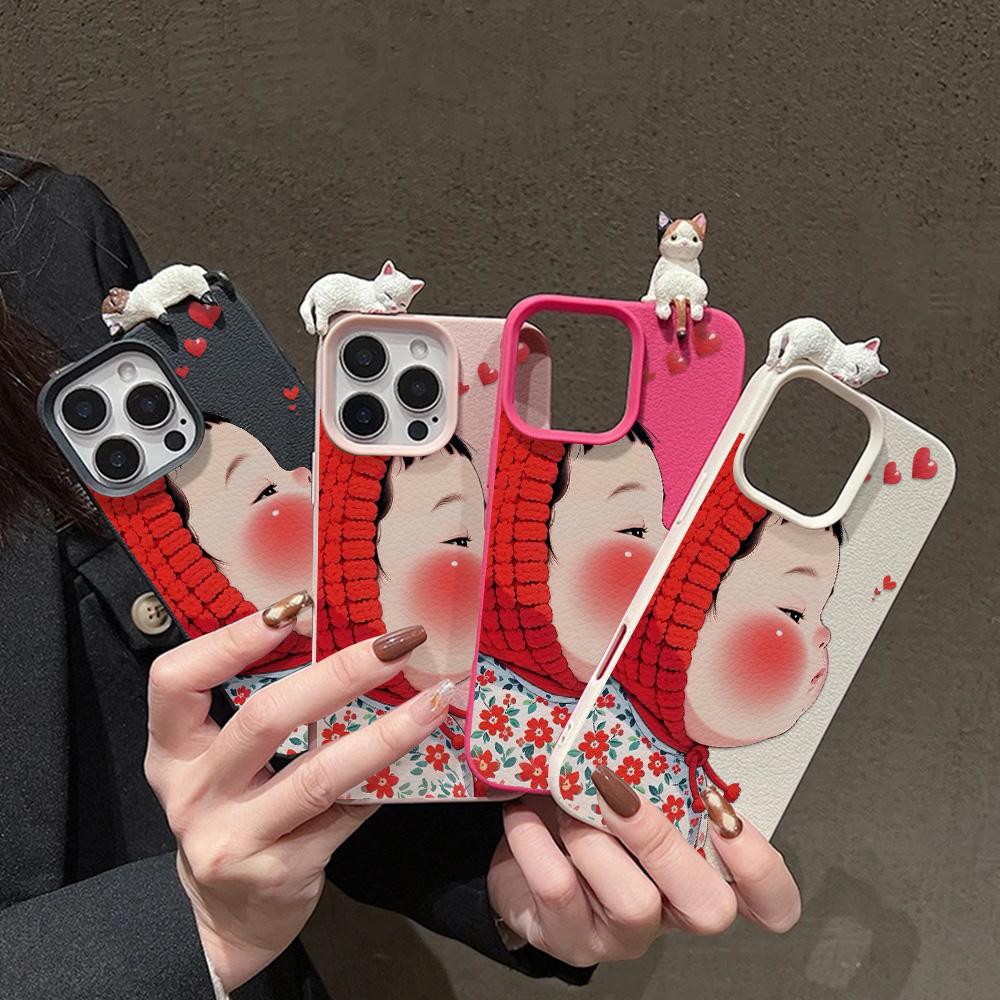 3D Phone Case for iPhone 11 13 17 Pro Max 17 Air Case iPhone 13 15 16 Pro Max 12 14 Pro Max 14 15 Plus Cute 3D Kitten Cartoon Leather