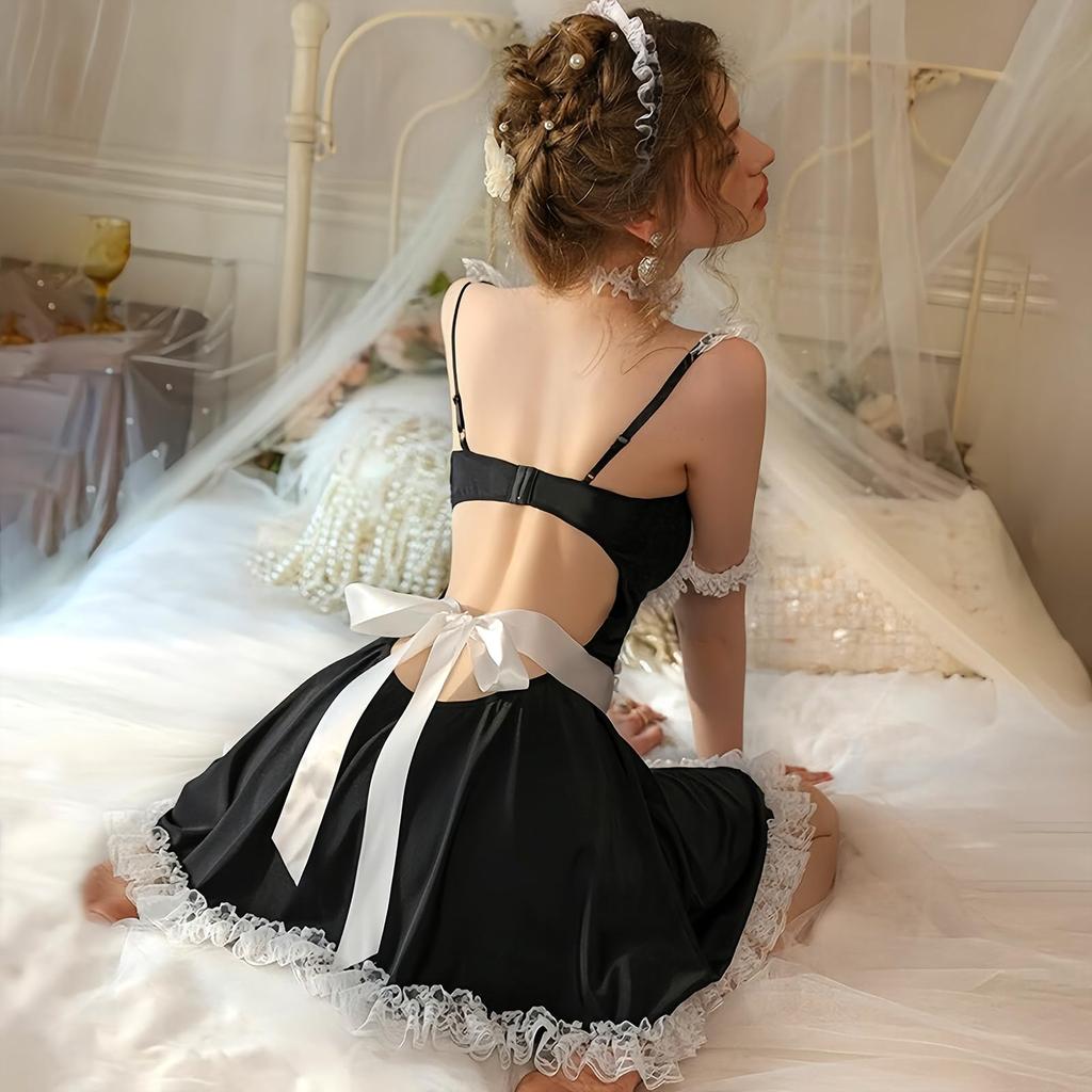 Maid Lust Cosplay Mignon Sexy Érotique Vêtements de Maid Adulte Perversion Extrême Entraînement SM Lingerie Sous-vêtements Érotiques Tentation Uniforme Costume Montre Grand