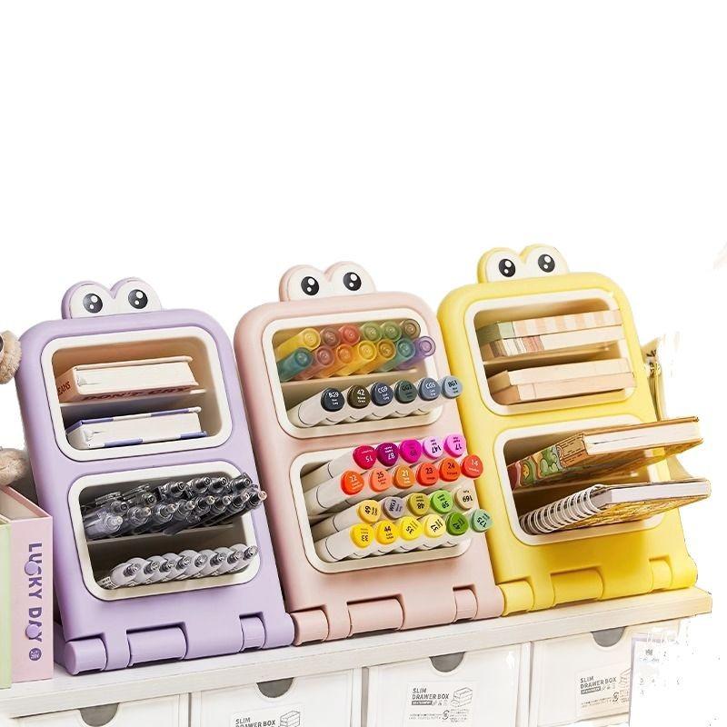 High-value children's cartoon student desk large-capacity office desktop storage box shelf diagonal pen holder