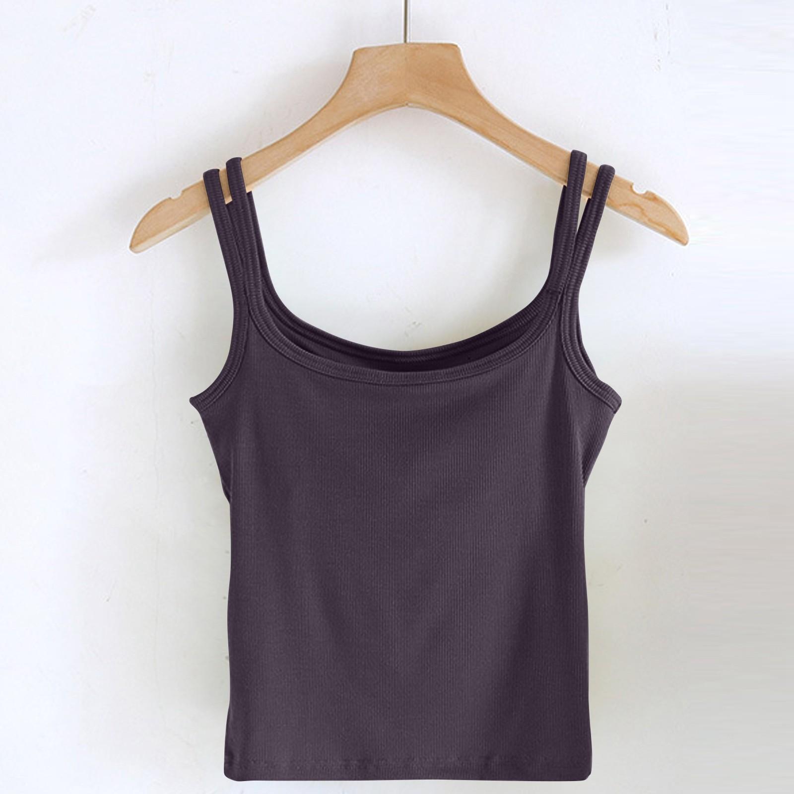 

Женская майка-топ без рукавов, женская летняя цельная без стального кольца с нагрудной накладкой S