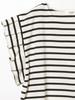 Beams Heart Tee with Tucked Sleeves and Striped Striped Off One Size S/S Pullover, Women's, White,