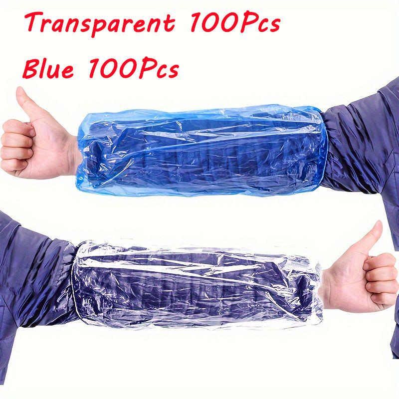100/200pcs Waterproof Disposable Arm Sleeves Covers PE Oversleeves With Repairing Cleaning Tattooing Blue Transparent Household