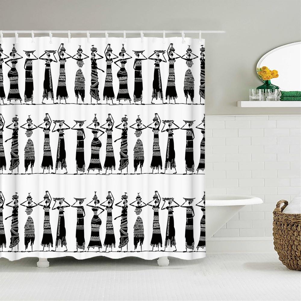 Afrikanische Kultur Duschvorhang Dekor Für Badezimmer Polyester Wasserdichtes Gewebe Duschvorhänge Ägypten Pharao Badschirm