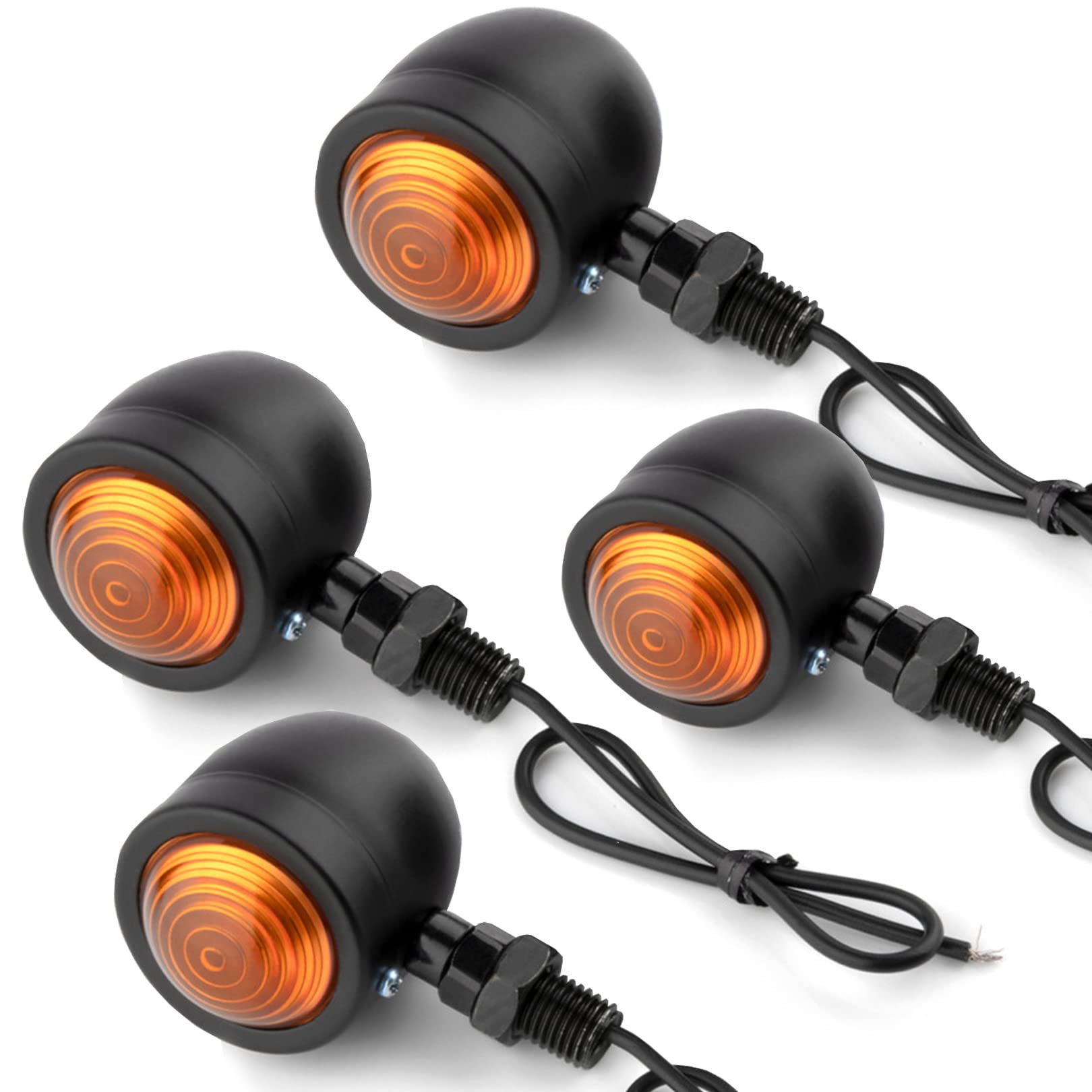 

PIENSE Motorcycle Turn Signals, Set of 4, Universal Black Bullet-Shaped Turn Signals, Retro American Orange (Set of 4 Black)