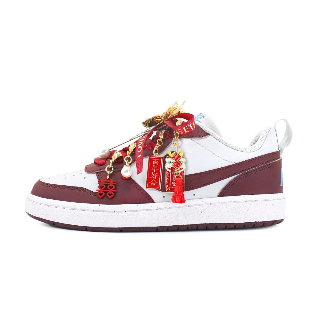 Nike Court Borough Abrasion Resistant Slip Resistant Low Top Skateboard Shoes Women's Red White DV5456-006(team1723-NC)