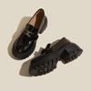 Thick-soled Middle Heel College Style Small Leather Shoes Women's Pair C Buckle Single Shoes Round Head