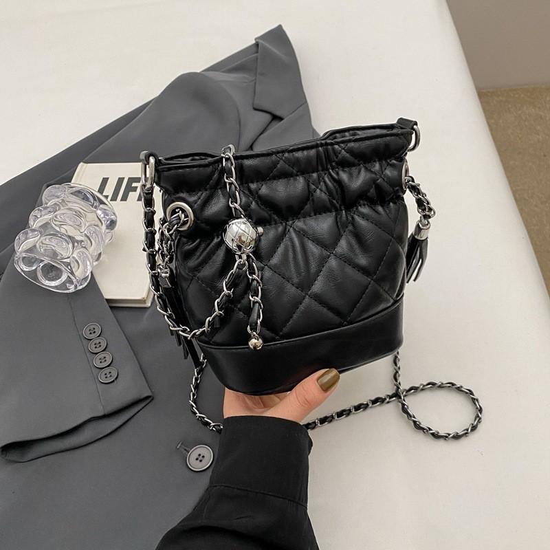 IELGY Женская сумка с цепочкой из бриллиантов, сумка-ведро, универсальная сумка через плечо чёрный