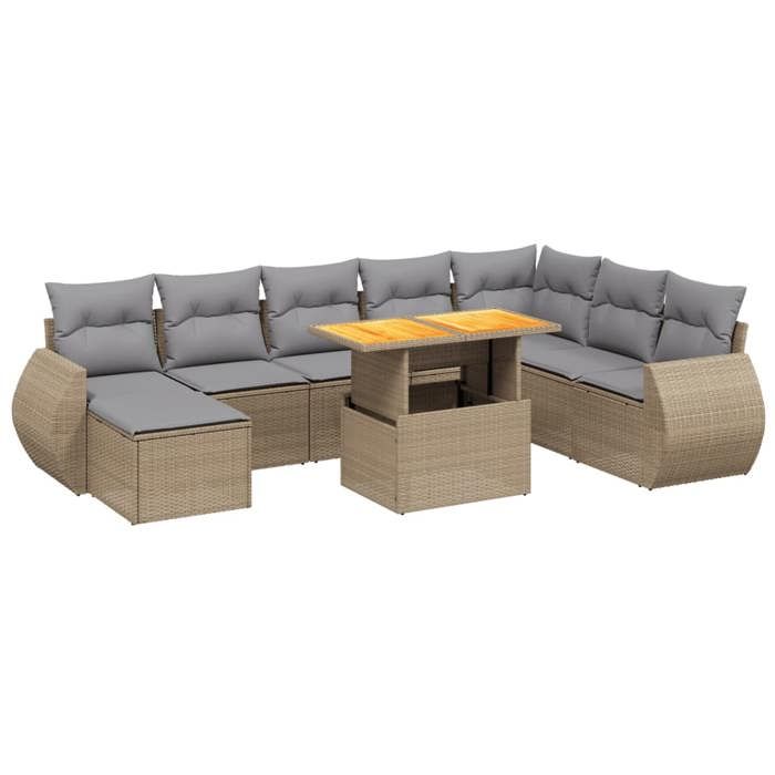 VidaXL Garden Lounge Set with Cushions 9 Pcs, Patio Sofas, Patio Furniture Set, Outdoor Furniture, Beige 3275852