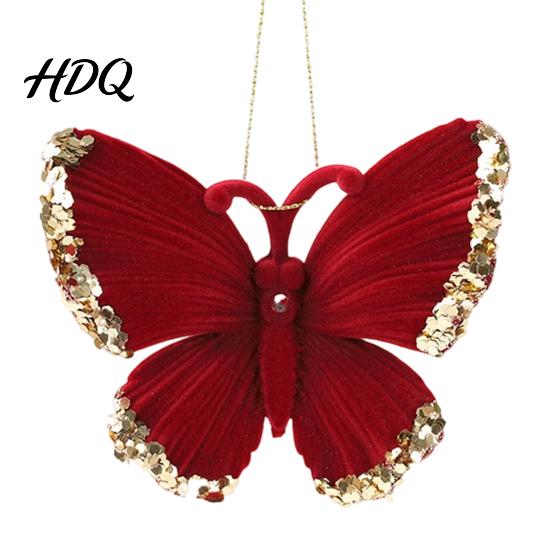 Holiday Hanging Decor for Christmas Trees Velvet Flocking Ornament Sparkly Rhinestones Red Candy Acorn Butterfly Tree Bows Reindeer Ornaments