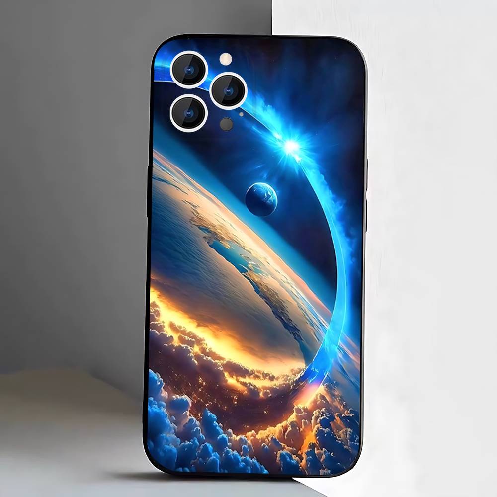Weltraum Für Galaxie Universum Handyhülle Für iPhone 17,16,15,14,13,12,11,Pro,XS,Max,XR,Plus,E,SE4,Mini Schwarzes Weiches Cover
