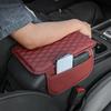 PU Leather Car Armrest Box Heightening Pad with Side Storage Bag Car Armrest Box Cushion Organizer Car Interior Accessories