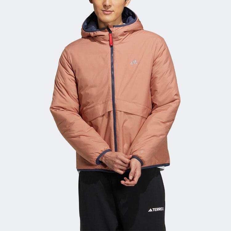 Adidas Letter Logo Printed Reversible Hooded Sports Cotton Jacket Men Jacket Rock-Layer-Brown HY7220