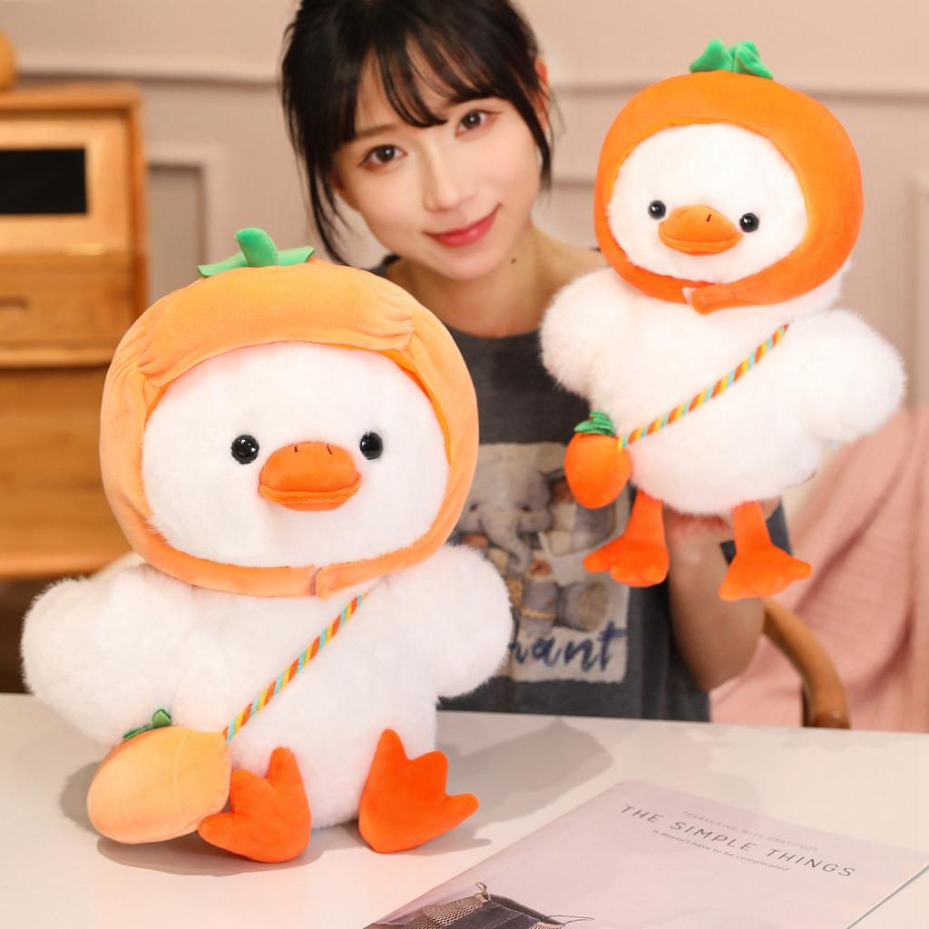 Non-Toxic Creative Vegetables Hat Duck Plush Toys Stuffed Carrot Pepper Eggplant Duck Doll Funny Duck Animal Doll Nice Gift