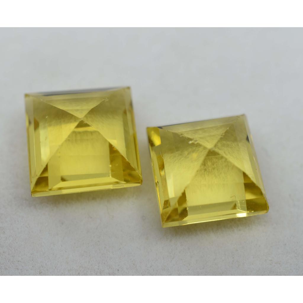 Natural Yellow Square Cut Sapphire   Pair 20.23 Carat Loose Gemstone