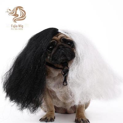 Black & White Mixed Wigs for Cats & Dogs: Halloween Pet Party Hair Accessories