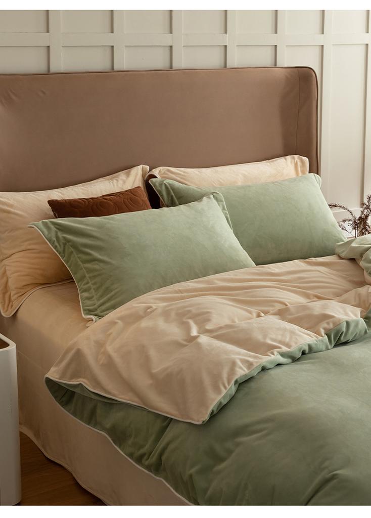 Mei Yun Ge High Weight Dove Velvet Double Splicing Warm Rolling Edge Craftsmanship Color blocked Single Duvet Cover