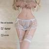 Jinxiao Sexy Lingerie Set: See-Through Lace, Removable Hot Stockings, Garter, and Temptation Thong.