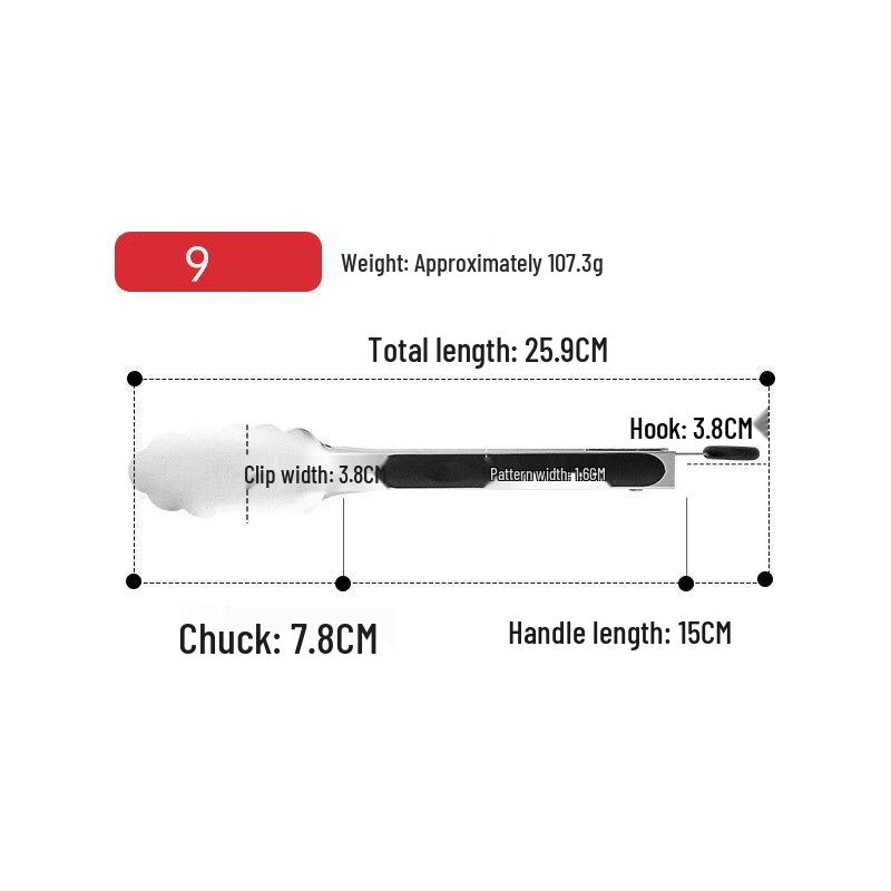 ZISIZ 9-inch Stainless Steel Food Tongs Set