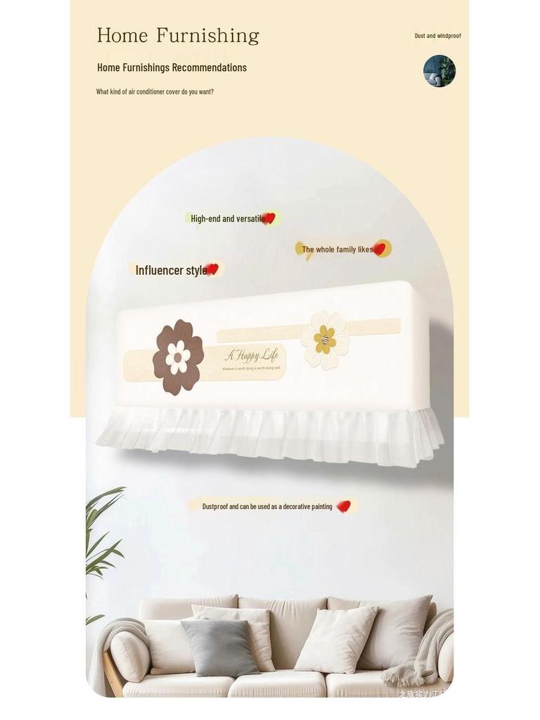 Air Conditioner Wind Deflector: Prevents Direct Blowing with Cute Print, Fits Hanging Units, Fully Enclosed Dust Cover Included.