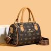 Vintage Stylish Boston Shoulder Bag Retro Pattern PU Spacious Design Ideal for Women Commuting Shopping Daily Use Crossbody Bag