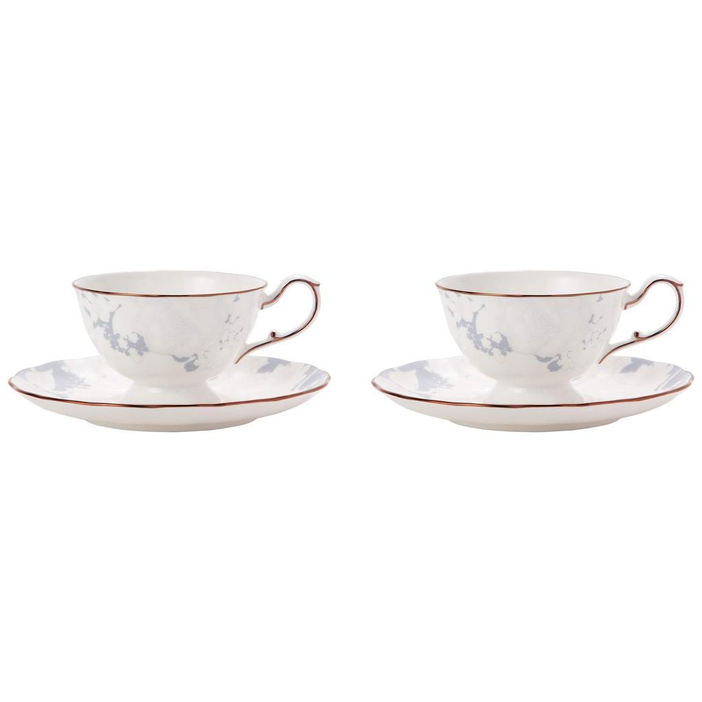 NARUMI Cup and Saucer Rose Blanche Set of Floral Wedding Gift Box Set, 210cc, Blue, 2, Pattern, Stylish, Cute, Elegant, Gift, Gift, Tea, Coffee,