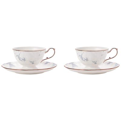 NARUMI Cup and Saucer Rose Blanche Set of Floral Wedding Gift Box Set, 210cc, Blue, 2, Pattern, Stylish, Cute, Elegant, Gift, Gift, Tea, Coffee,