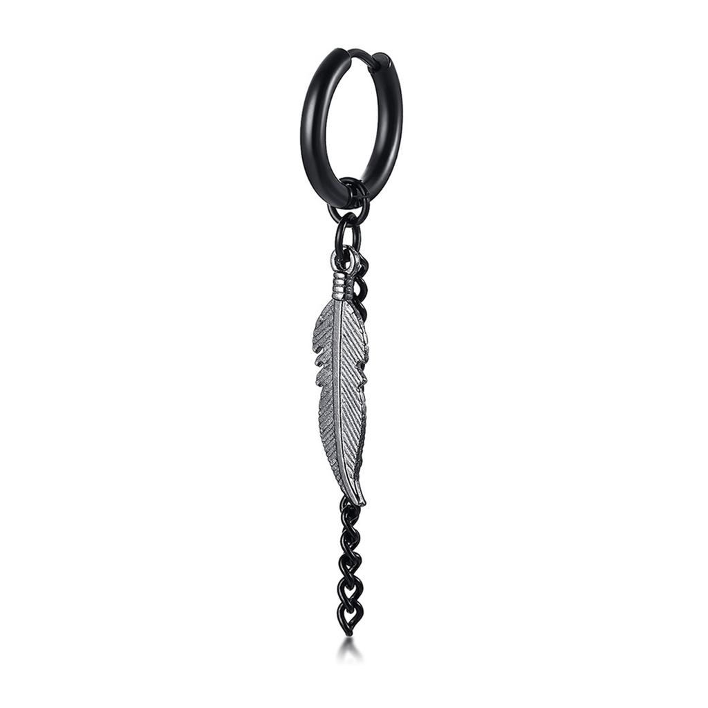 Vnox 1 Stuk Gotische Punk Hoepel Oorbellen voor Mannen Vrouwen, Zwart Roestvrij Staal Huggie Hoops Oor Sieraden, Kruis Geometrisch Hangend
