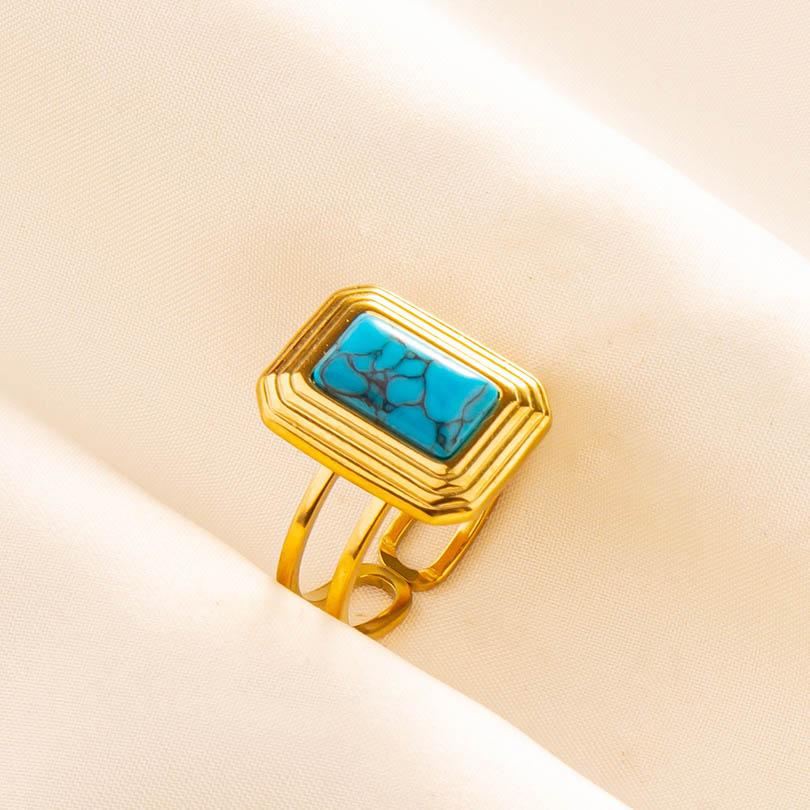 1pcs Blue Stone Ethnic Vintage Open Adjustable Sun Heart Star Stainless Steel Rings For Women Men Accessories Jewelry Bague Gift