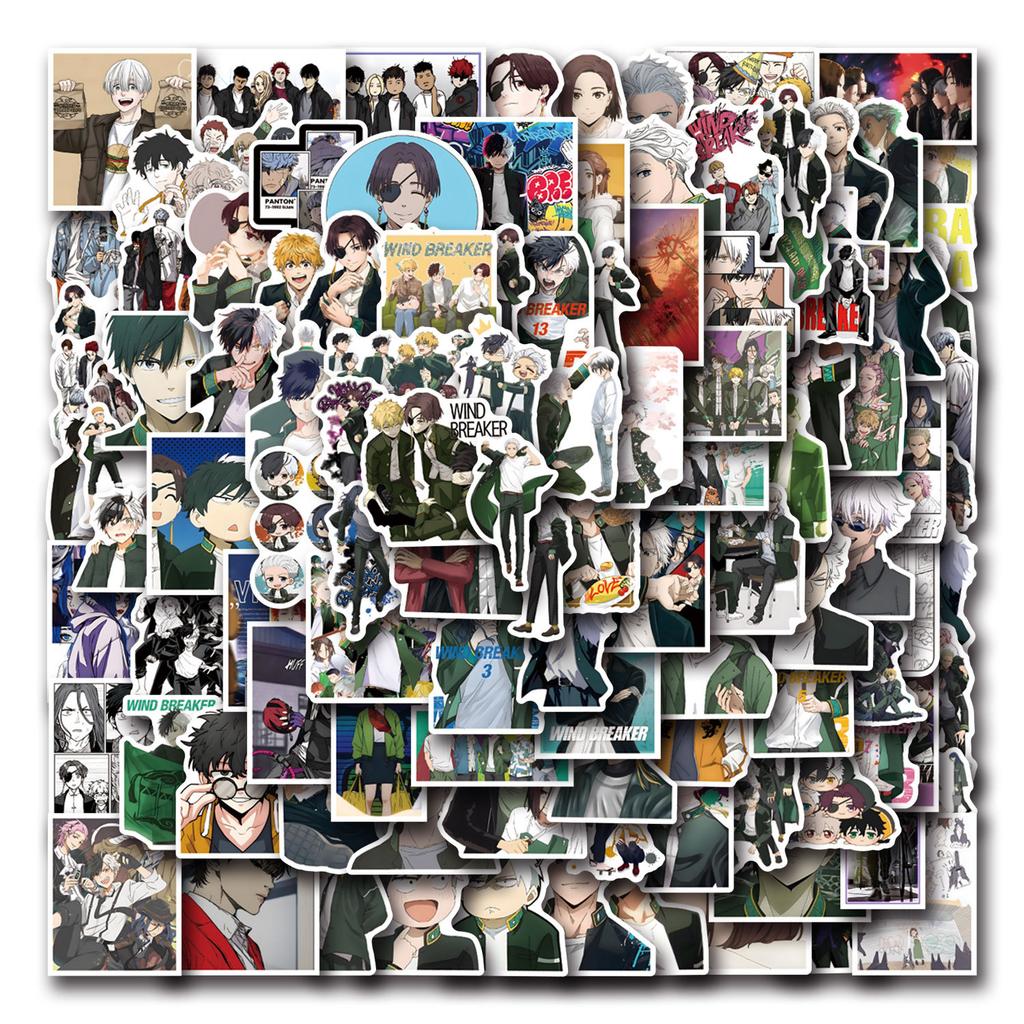 110 Pieces of Windbreaker Doodle Stickers Decorative Skateboard Suitcase Waterproof Stickers
