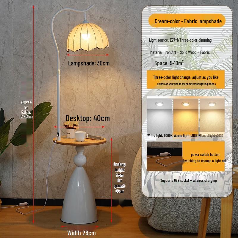 OEING Dimmable Floor Lamp with USB Wireless Charging