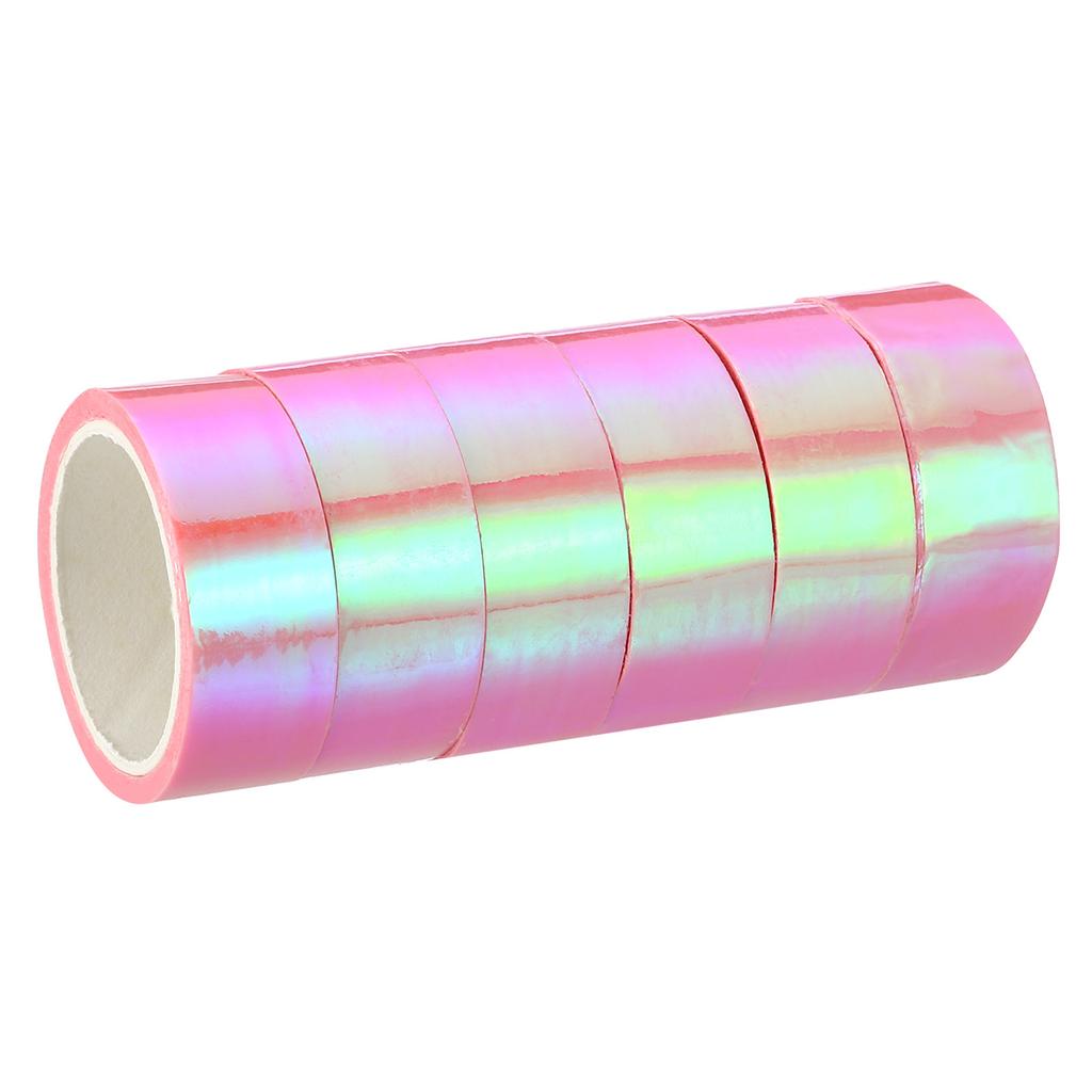 6 Rotoli 15mmx5m Nastro Metallizzato Autoadesivo Foglio Olografico Specchio Metallico Mascheratura Adesivo Decorazione Scrapbooking Nastro Mascherante