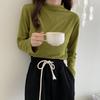 Langarm Shirt Bottom Frauen T-shirts Herbst Winter Mode Weibliche Beiläufige Dünne Hohe Elastische Mock Neck T-shirts Pullover Tops