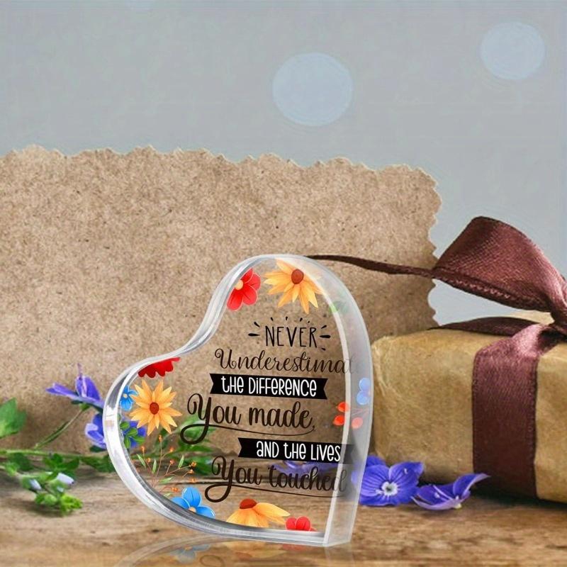 2D Flat Heart-Shaped Acrylic Appreciation Desk Decor Plaque, Inspirational Quote, Suitable for Wall Decoration, Porch, Room, Villa, Accents Home, Hall