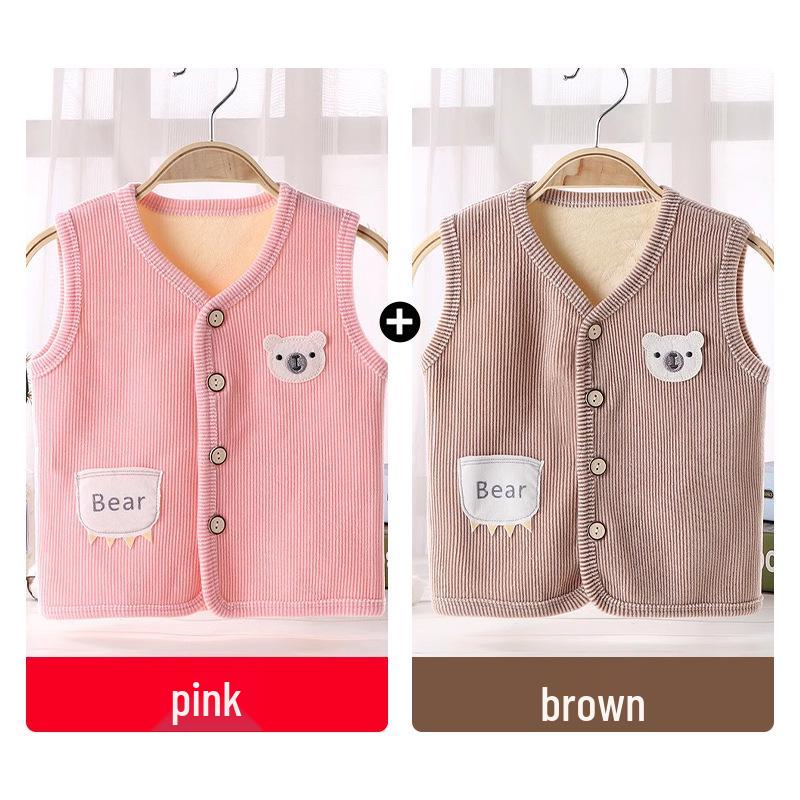 Jingqi Fleece Lined Sleeveless Vest for Boys and Girls - Warm Autumn/Winter Infant Waistcoat
