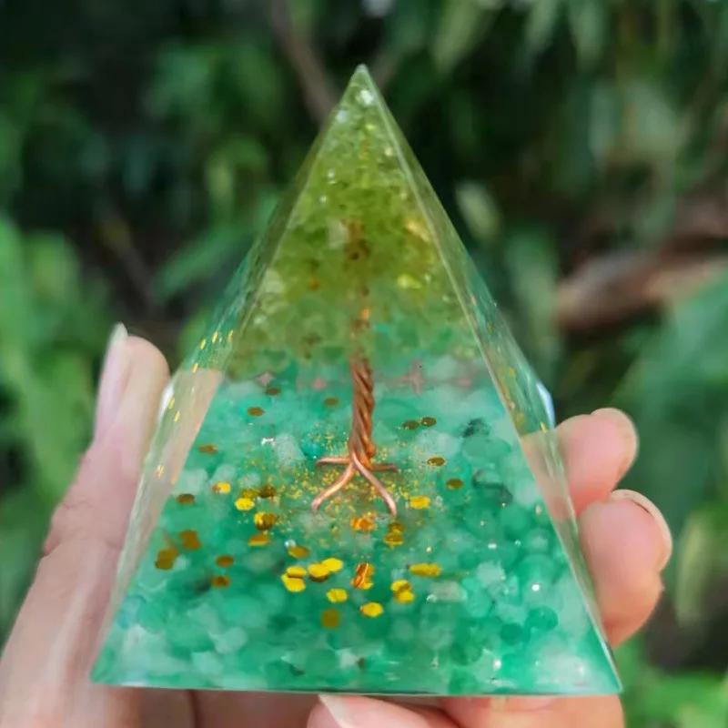 Pyramid Amethyst Peridot Meditation Tool Healing Crystal Energy Saving Quartz Home Decoration Crafts