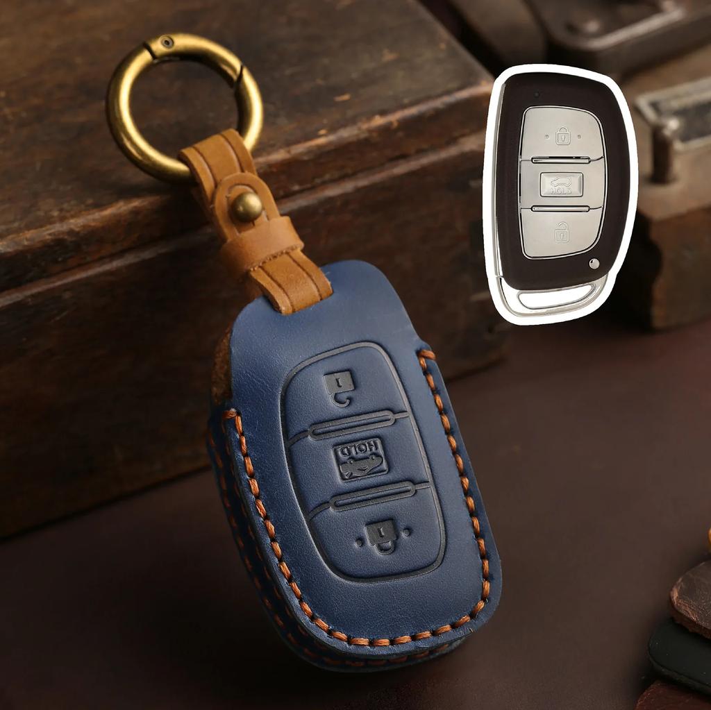 Leather holder shell cover Car Fob Key Case Protector for Hyundai Ix25 I10 Ix35 Mistra 2013-2018 Remote Keychain Accessories