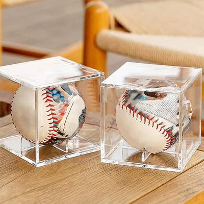 2Pcs Acrylic Baseball Display Case Transparent Cube UV Protected Baseball Holder Golf Tennis Billiard Display Storage Box