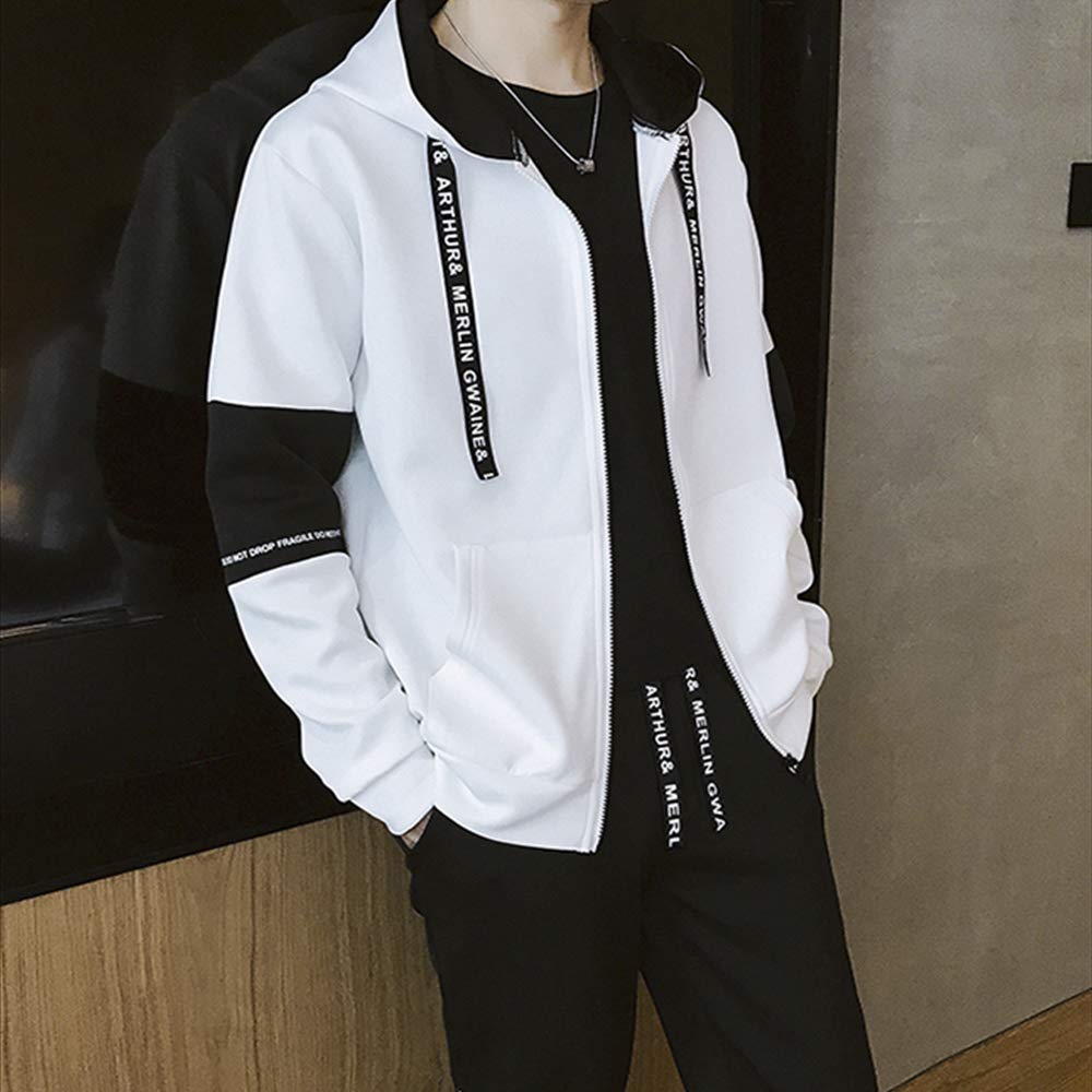 Tracksuit Top and Bottom Sweatshirt Top and Bottom Large Autumn Spring Loose Zip with Long [foveitaa] Men's Set, Size, Clothes, Clothes, Fit, Cool,